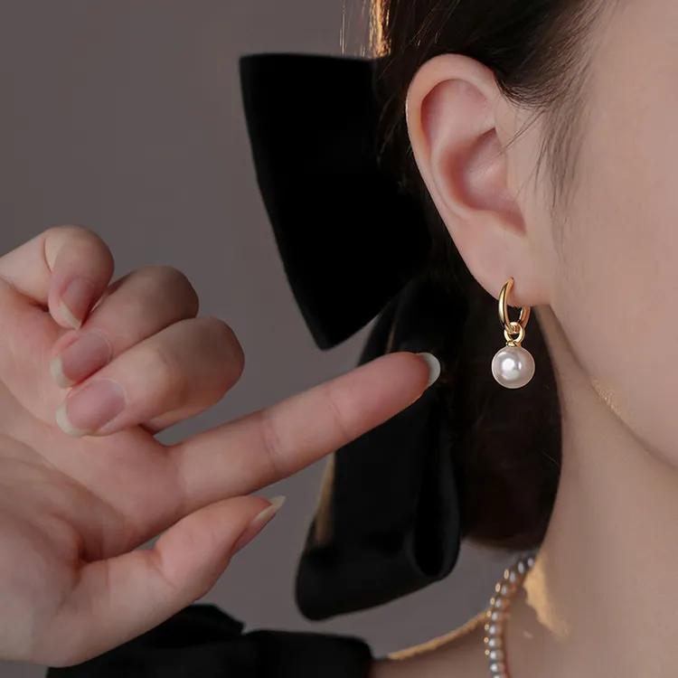 足银仿珍珠耳饰 气质轻奢百搭复古法式小众简约ins气质轻奢百搭