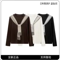 68298#CSIN轻奢简约时尚绑带长袖T恤衫2025秋冬百搭个性潮流上衣