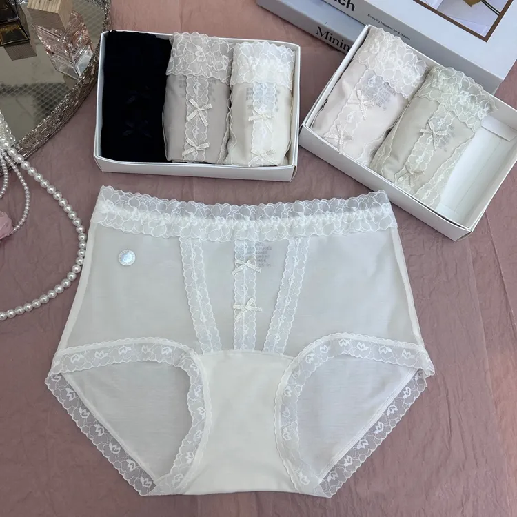 （3条装） 芭蕾舞曲 夏季甜美性感网纱蕾丝中腰女士内裤 80-130斤