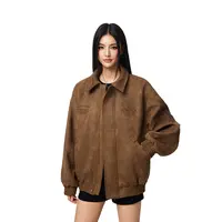 【宋松专属】美拉德重磅复古仿麂皮刺绣情侣外套防风翻领夹克