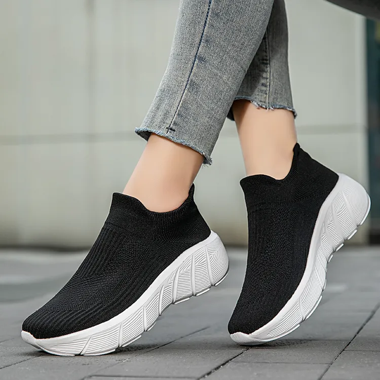 笑踏运动鞋春季轻便男女鞋搭软底网面袜子鞋厚底松糕鞋舒适摇摇鞋