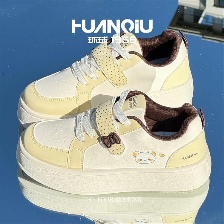 HUANQIU/环球魔术贴板鞋小众圆头2026新款百搭时尚休闲运动鞋子女