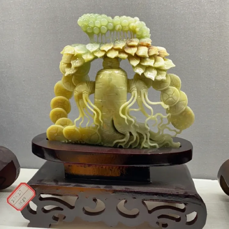 玉石人参人财两旺摆件祝寿送礼适合乔迁开业送礼新房客厅装饰品