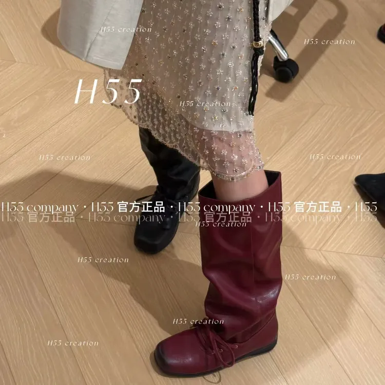 H55-西雅图夜话｜方头做旧皱皱靴3cm59-2686-RD