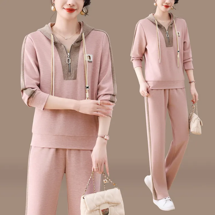 卫衣运动套装女春秋2025新款洋气质连帽休闲服减龄显瘦妈妈两件套