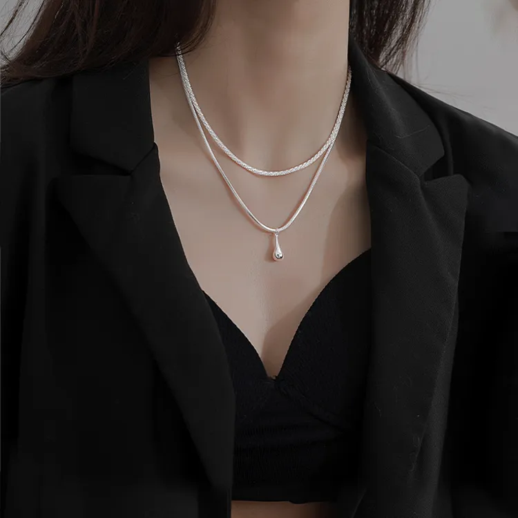 铜项链 双层水滴满天星项链女士时尚气质ins风小众设计高级感