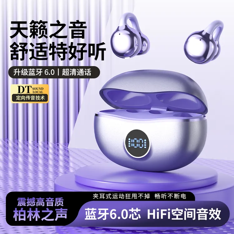 柏林之音2025新款蓝牙耳机骨传导不入耳无线夹耳式运动专用高音质