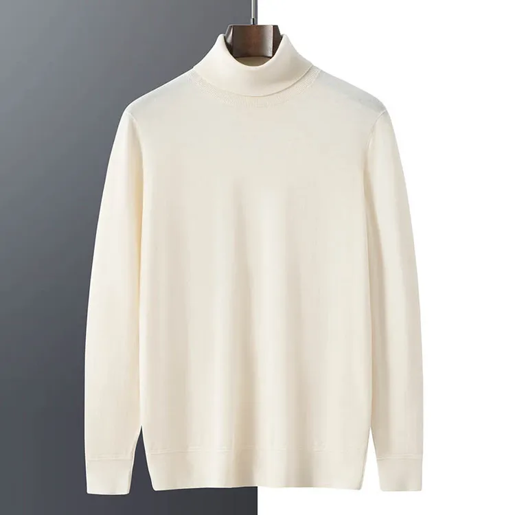 【不议价】100%山羊绒男士68支18针精纺可机洗高翻领常规款羊绒套衫