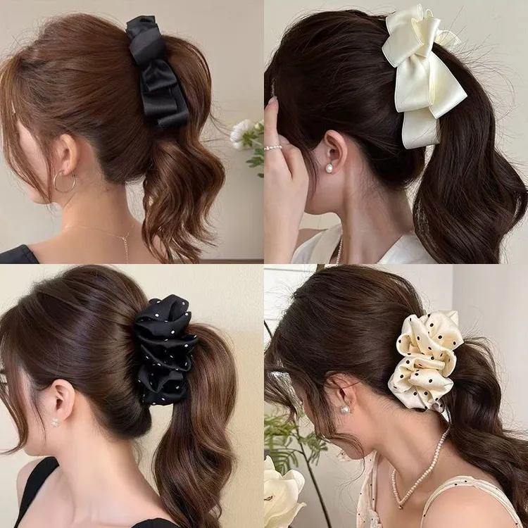 韩系气质高级黑色蝴蝶结香蕉夹发夹后脑勺马尾夹网红竖夹发卡发饰
