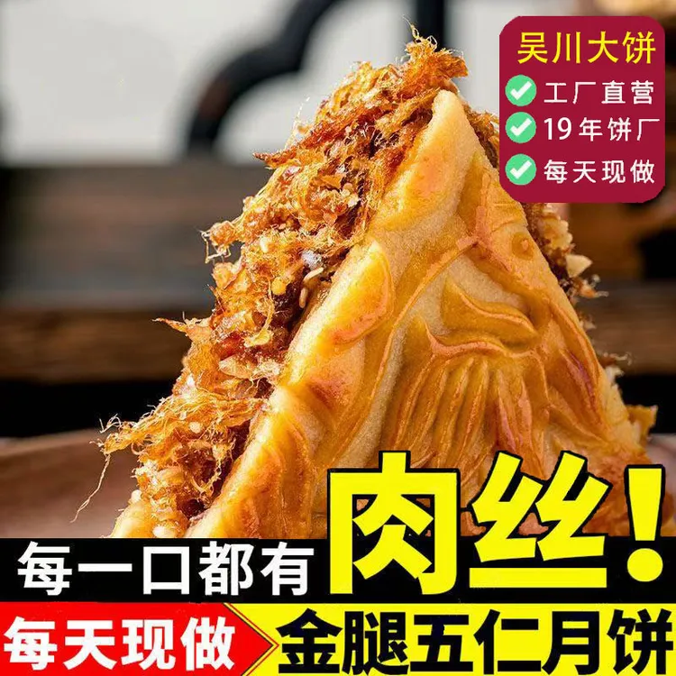 达人专属百年皇廷吴川销量过万网红爆款五仁肉丝广式金腿月饼 纯手工 特产