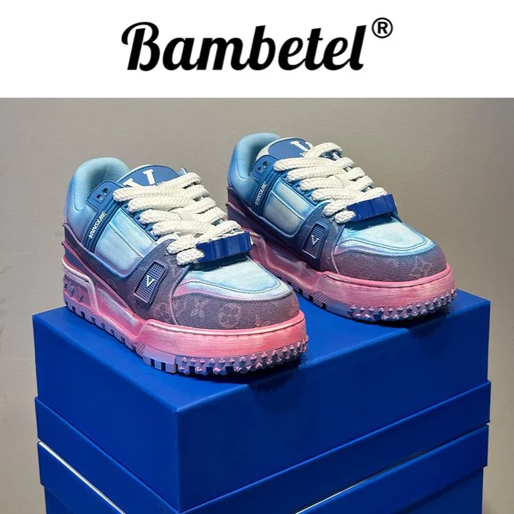 Bambetel潮牌拼色休闲板鞋秋冬新款舒适软底皮面增高户外运动鞋