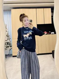 【对望】十三行东大门百搭减龄宽松显瘦韩系印花长袖T恤HBY