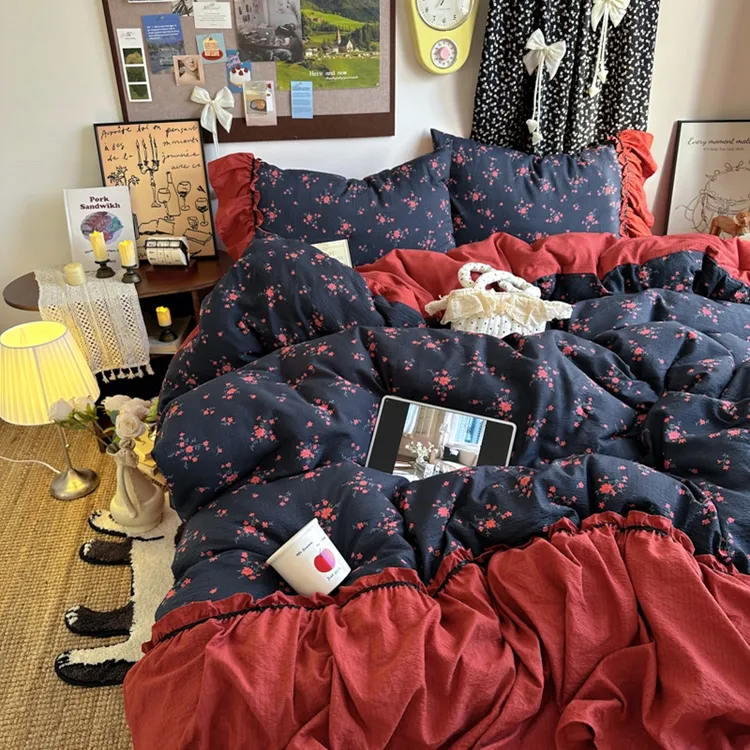 【美炸了】A类樱花泡芙-梨漫 韩系复古格调 慵懒氛围感花边四件套