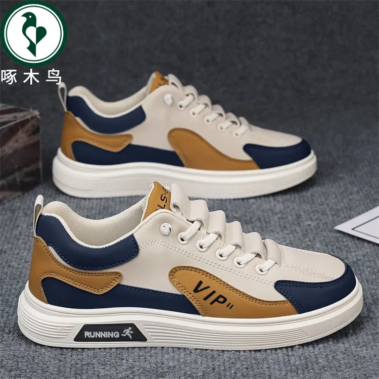 【正品】啄木鸟男鞋春秋季2025新款透气运动百搭休闲板鞋休闲鞋板鞋