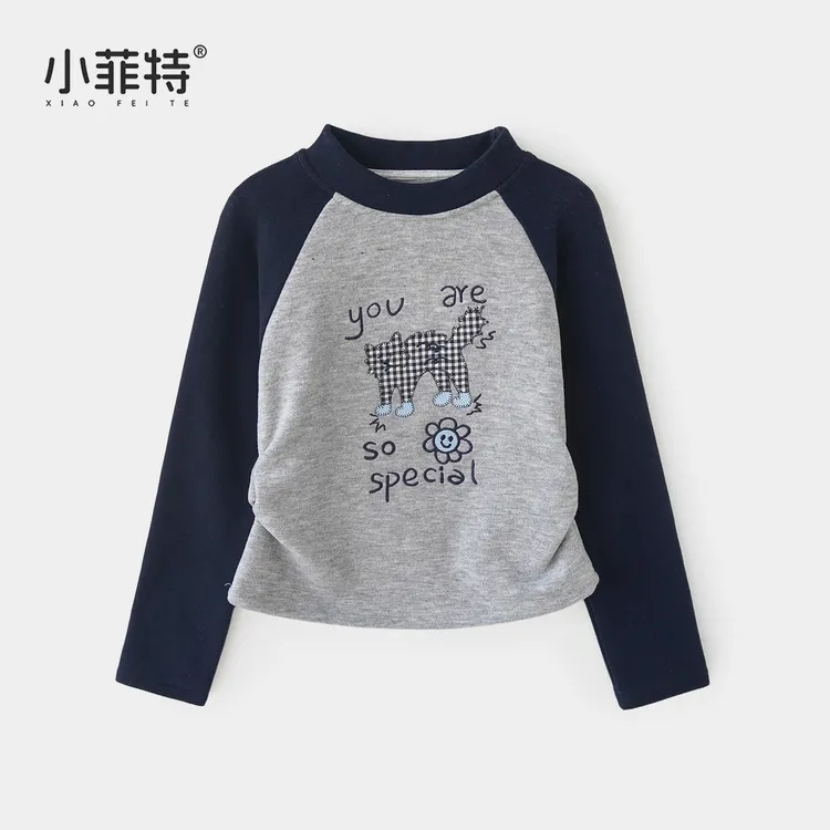小菲特女童秋冬装加绒长t中大童保暖上衣儿童加厚打底衫BGYD56340