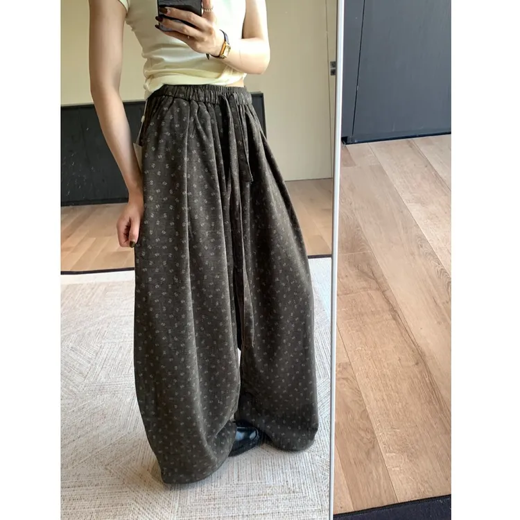 复古港风高腰休闲裤女秋装新款慵懒风宽松显瘦百搭直筒阔腿裤