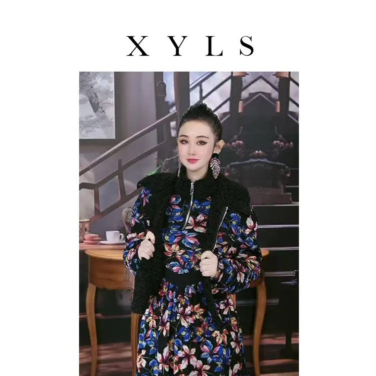 加绒弹力网纱连衣裙秋冬T007027-外套