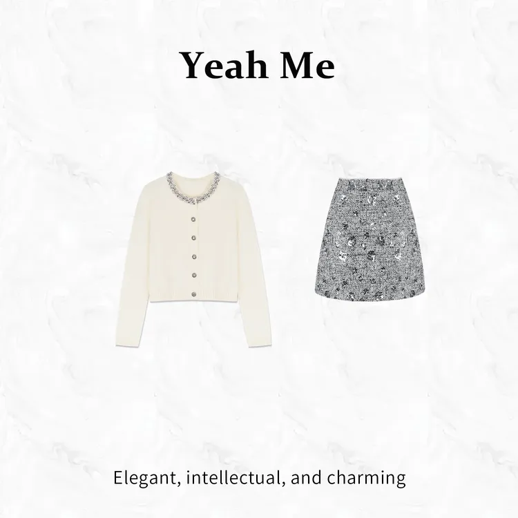 Yeah Me/也觅【月光星落】秋冬新款短裙套装轻奢高级感半身裙穿搭女