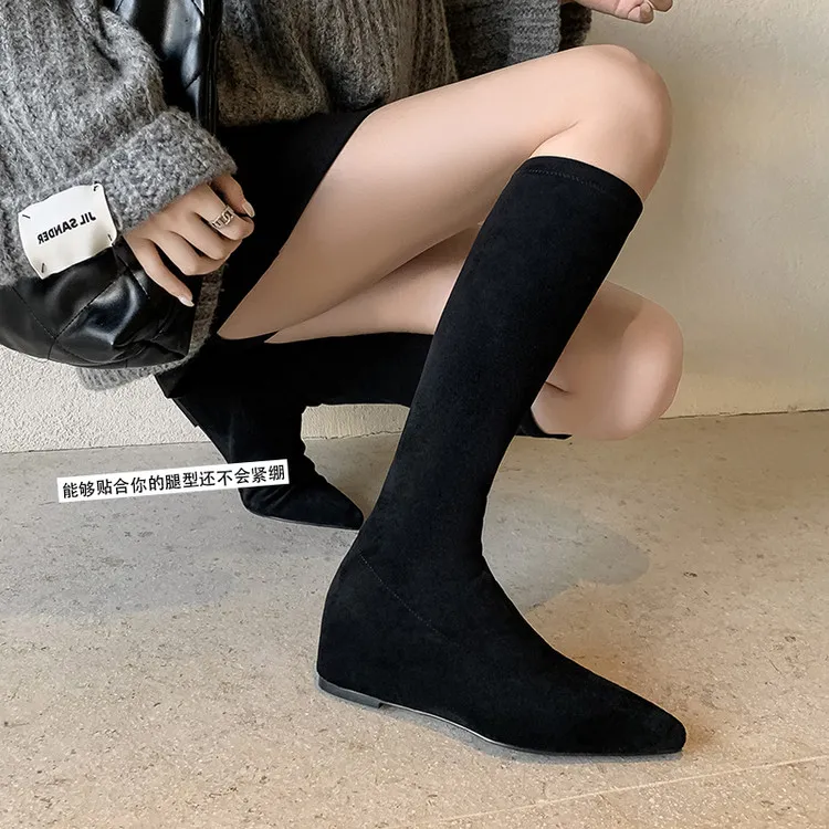 巨显瘦2025秋冬新款高筒女靴子不过膝骑士靴中跟小个子弹力瘦瘦靴