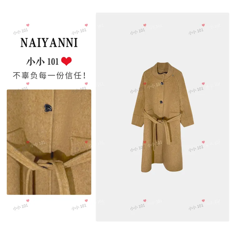 【小小101】新款立领双面呢百搭宽松绵羊毛休闲时尚大衣AW25361-PP