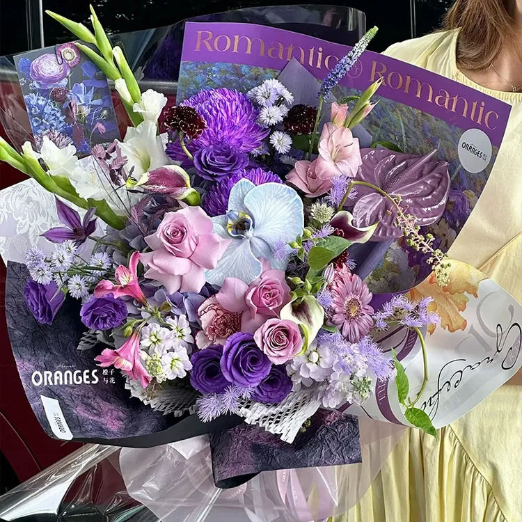 野兽派油画色彩控轻奢系列包装纸鲜花花束包花纸高级背景纸氛围纸