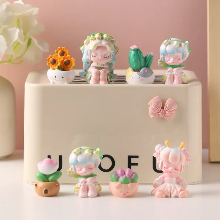 批量生产美少女盲盒少女心桌面盆栽小摆件创意树脂摆件家居装饰品