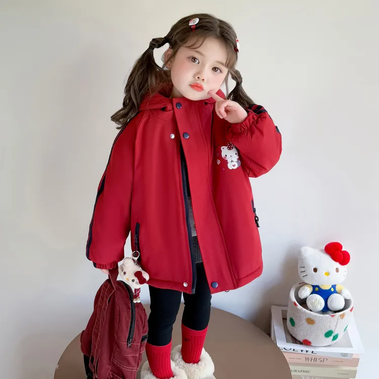 女童棉衣2025秋冬季新款洋气女宝冬装外套儿童加绒加厚冲锋衣棉服