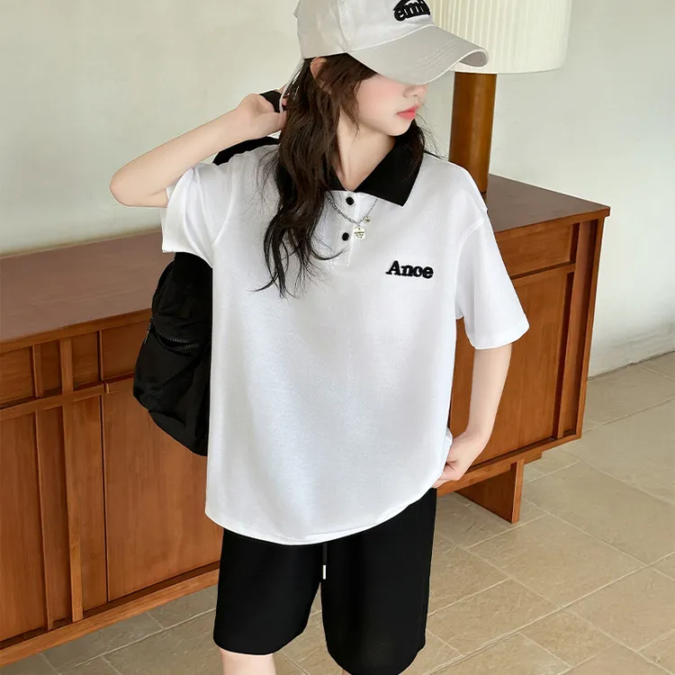 女童夏装套装洋气时尚儿童polo衫短裤休闲两件套8-15岁中大童潮款