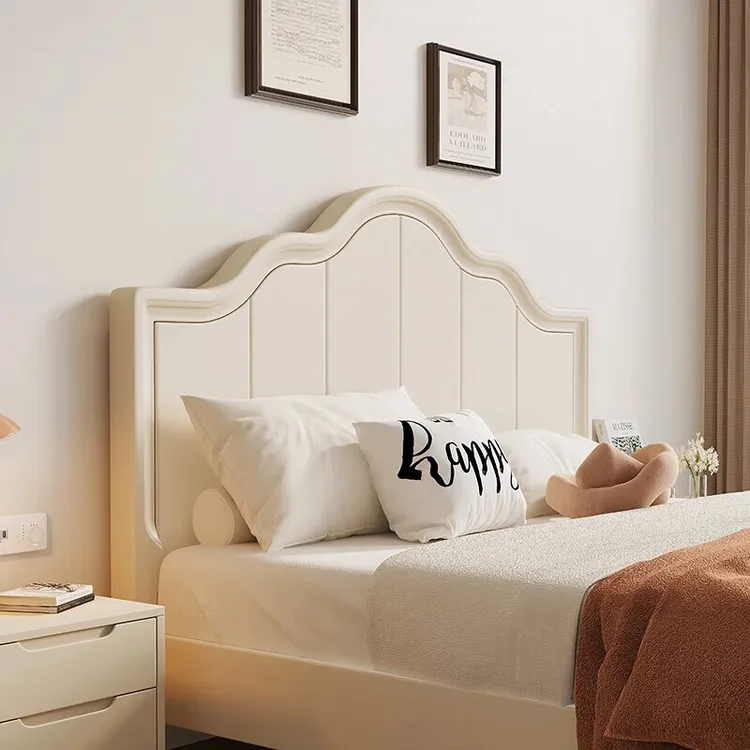 2白色奶油风实木床主卧储物现代简约双人床箱体美式床架木头家具