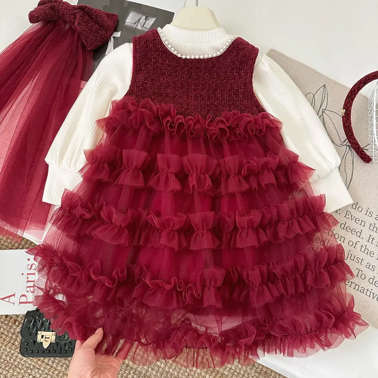 儿童 童装 女童 女宝 宝宝 小女孩 秋冬 韩版 蕾丝 礼服 2025女小