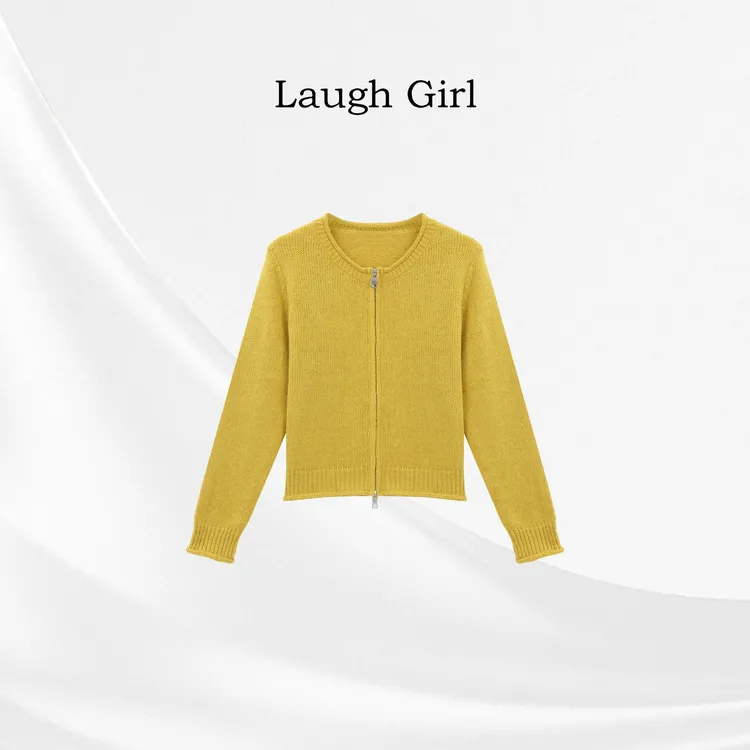 楚楚君 Laugh girl【人气选手】双拉链圆领净版毛衣开衫WL531097J