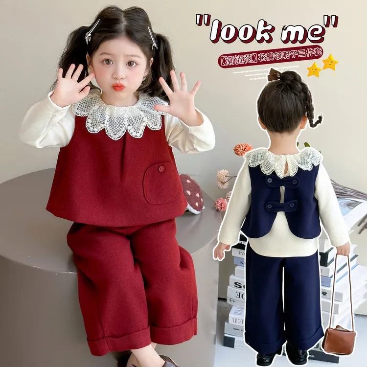 套装韩版秋季纯色女童中小童