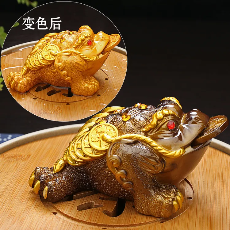 【宇宙】【金蟾】新奇特中式变色茶宠摆件十二生肖金蟾温变三色可选