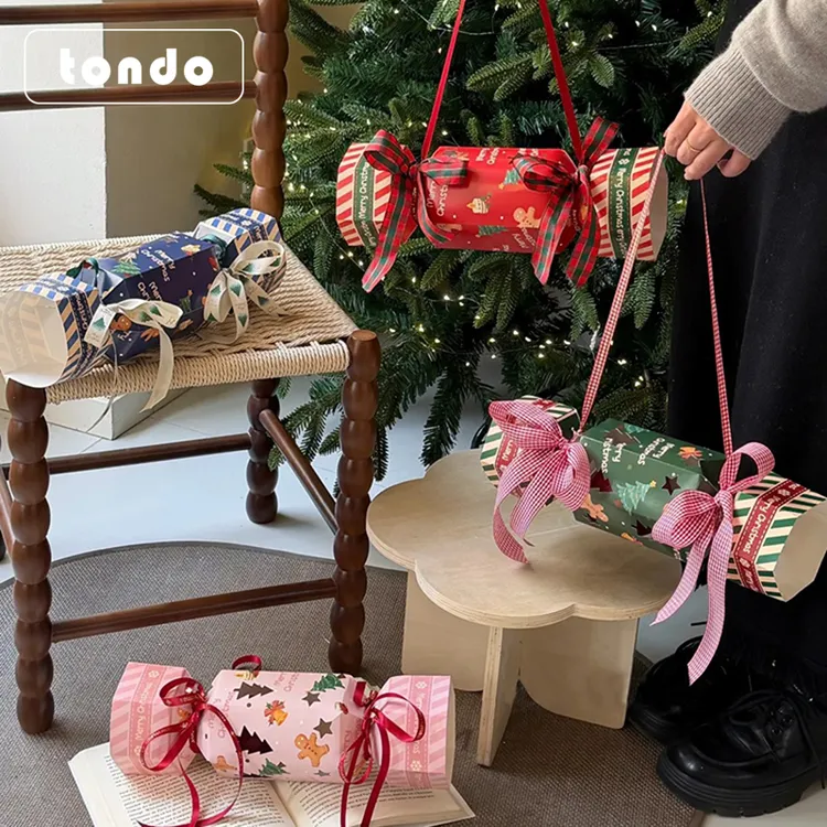 圣诞节糖果手提盒卡纸糖果花束包装材料平安夜苹果礼盒糖果小拎包