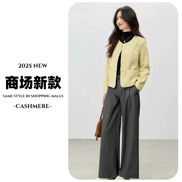 【正品韩版圆领小香风外套】宽松女休闲简约纯色小个子短款上衣