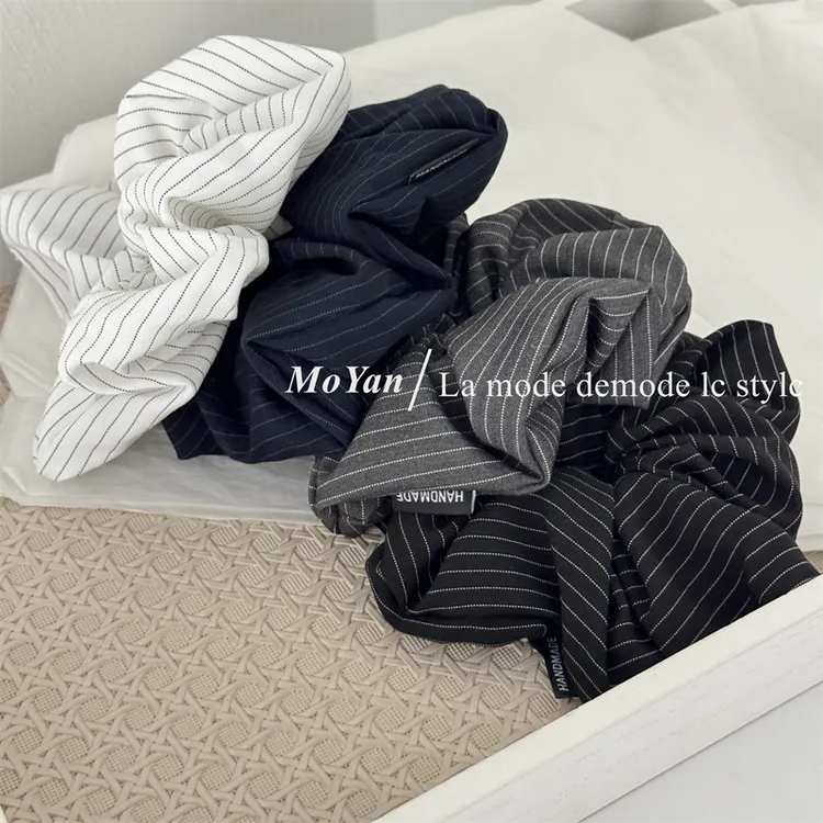 大肠发圈韩版新款气质条纹布艺高级感简约时尚通勤发绳马尾头绳女