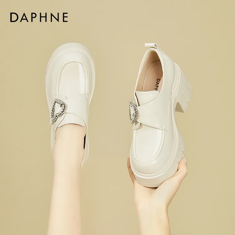 达芙妮厚底乐福鞋女鞋2025新款增高英伦风春季小个子松糕增高皮鞋