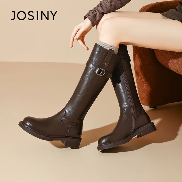 卓诗尼不过膝长靴2025秋冬新款时尚百搭女士外出流行加绒保暖女鞋
