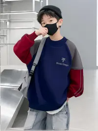 （加绒加厚）新款冬款韩版休闲男女童圆领卫衣宽松时尚中大童长袖