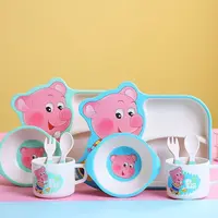 儿童辅食工具宝宝勺防烫防摔餐碗幼小儿童餐盘分格餐具水杯子套装