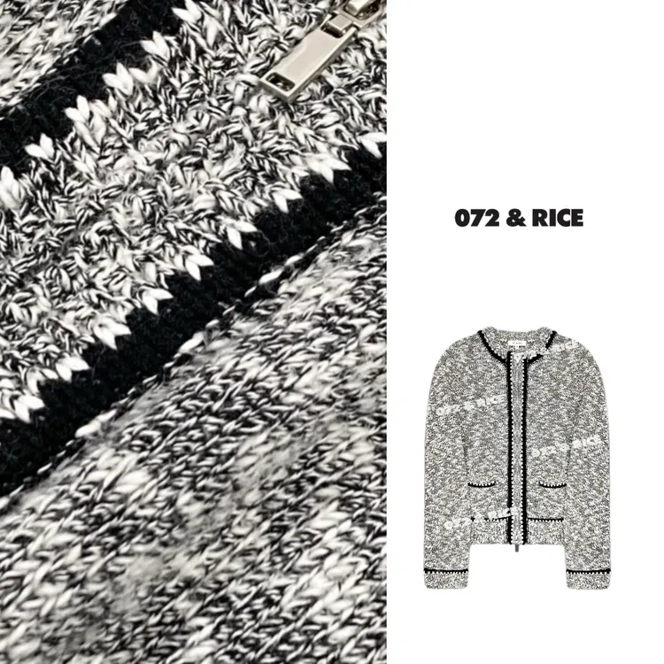 072 & RICE【灰松林】秋季休闲圆领拉链长袖针织开衫 31JH021