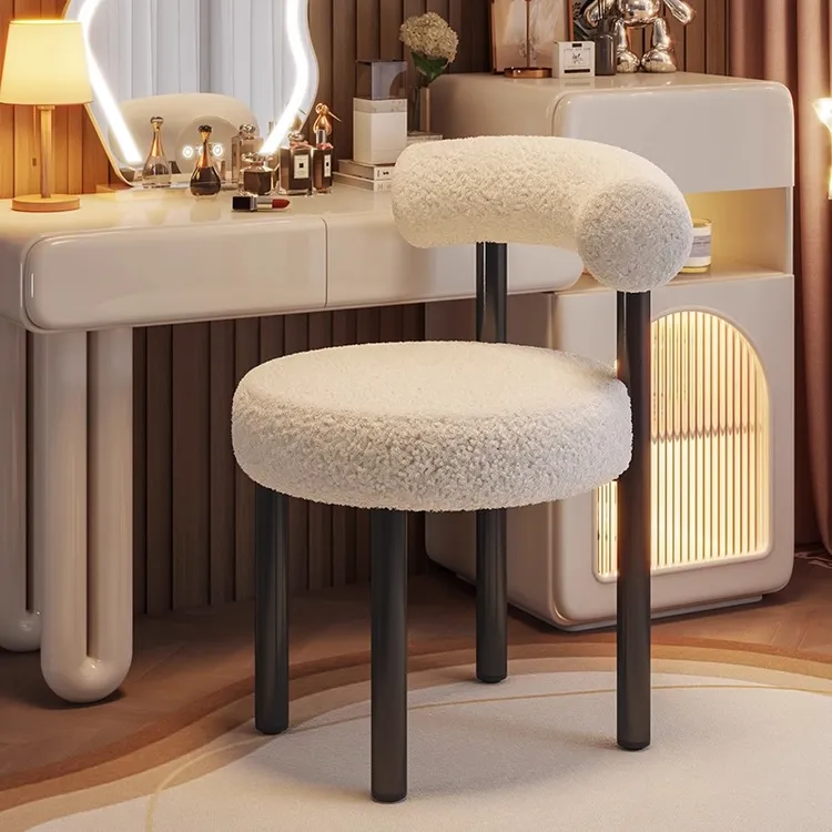 化妆凳高级梳妆凳现代简约餐椅女生卧室靠背梳妆台椅子美甲化妆椅