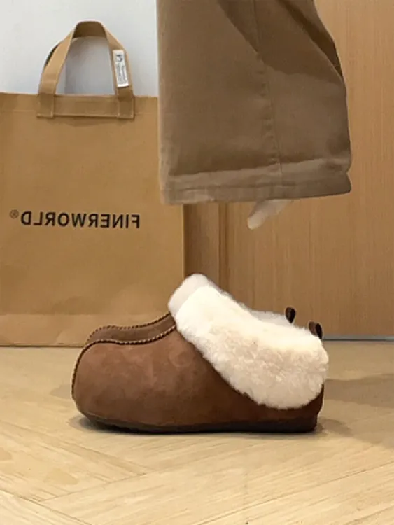 内增高雪地靴女2025冬季外穿加绒保暖勃肯包头拖鞋复古百搭毛毛鞋