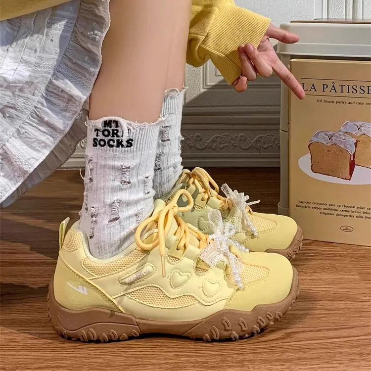 回力多巴胺黄色老爹鞋子女夏2025新款爆款登山休闲网面透气运动鞋