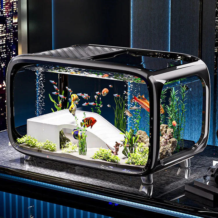 玻璃全套鱼缸高级招财家用透明大号客厅造景生态缸玄关造景鱼缸