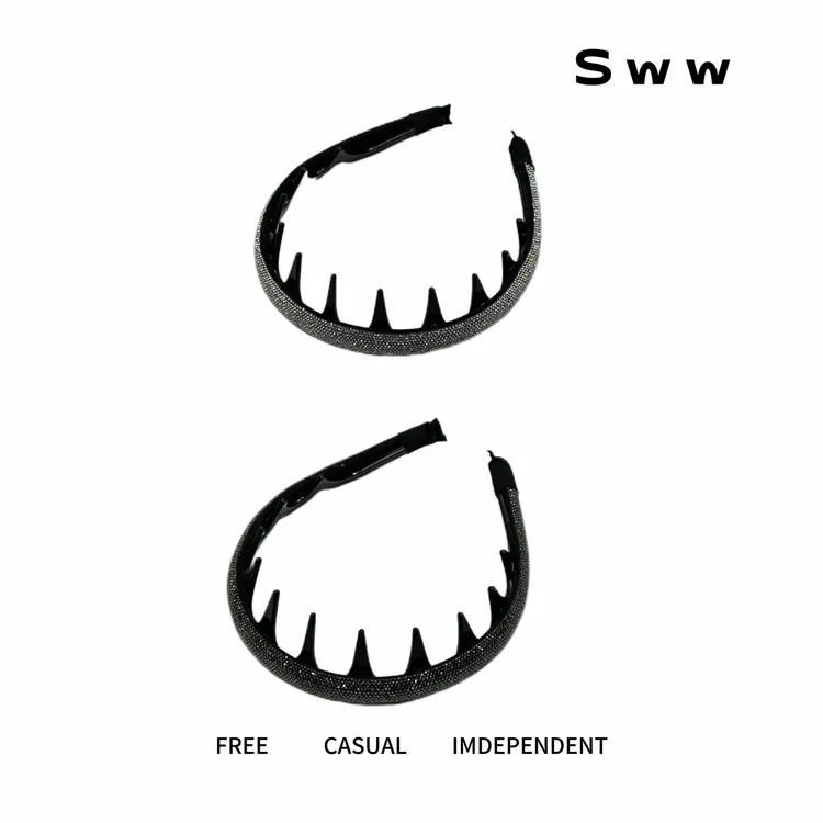 SWW高颅顶爆闪齿梳正反两戴精致气质头包脸发箍