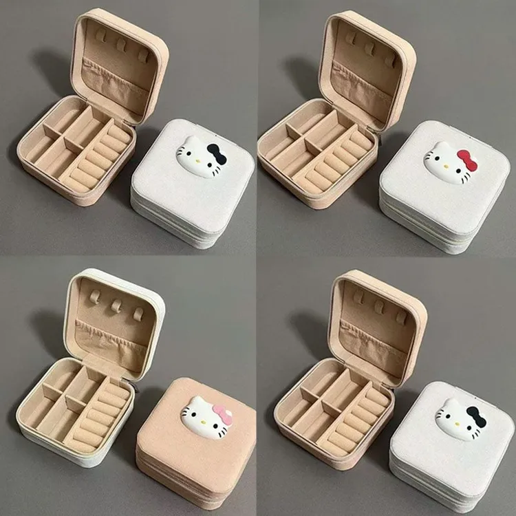 HelloKitty便携耳钉耳环首饰盒项链戒指小巧迷你手饰品收纳盒旅行