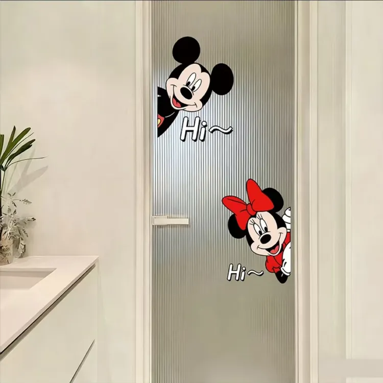米奇个性卡通猫和老鼠迪士尼可爱情侣装饰卫生间玻璃门静电贴贴纸
