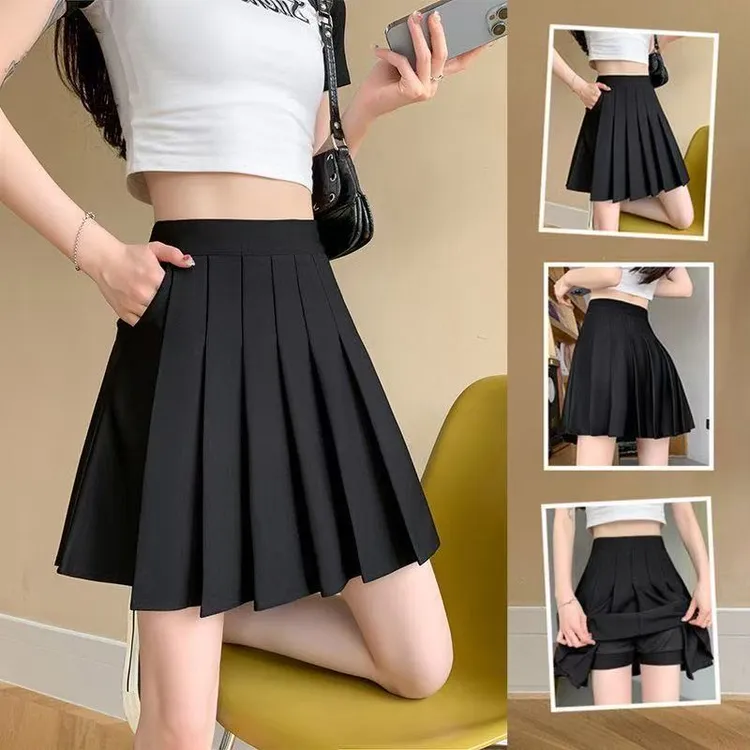 秋冬新款百褶裙显瘦短裙高腰防走光a字大码短裤胖mm大腿粗屁股大