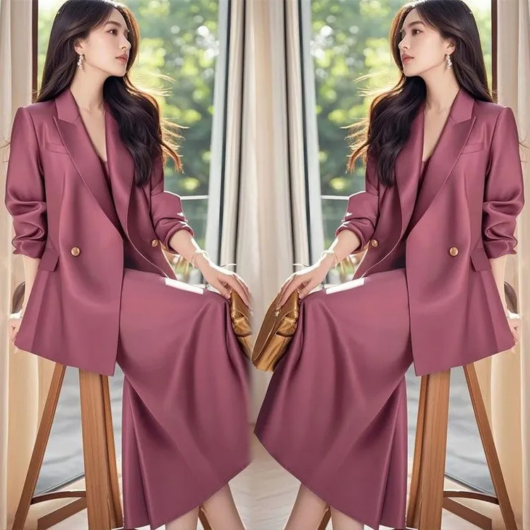 2025早春穿搭高级感气质高端时尚小香风西装外套吊带裙套装潮